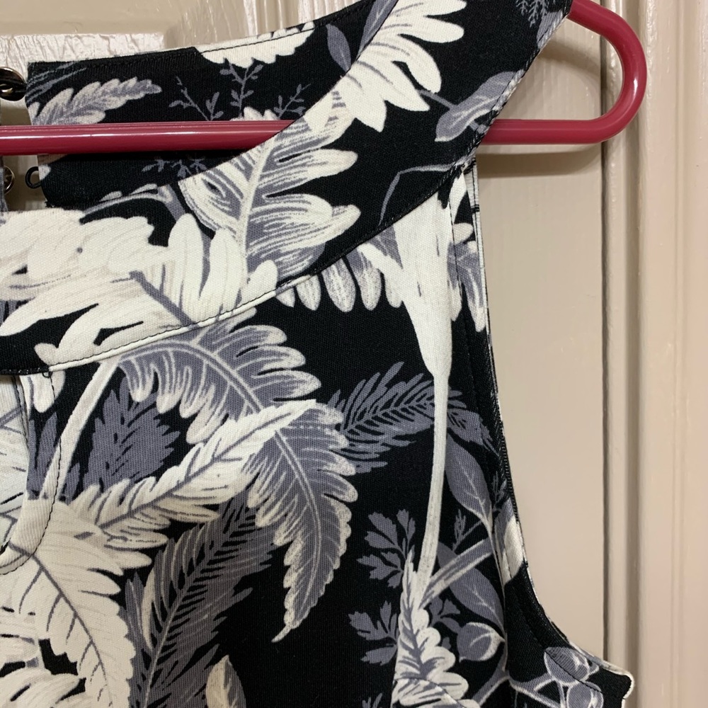 Black & white tropical floral cotton sundress, M